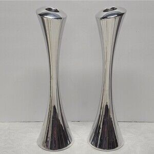 NAMBE AQUILA CANDLE STICK HOLDERS 2008 BY LOU HENRY MODERNIST METAL ART 10"